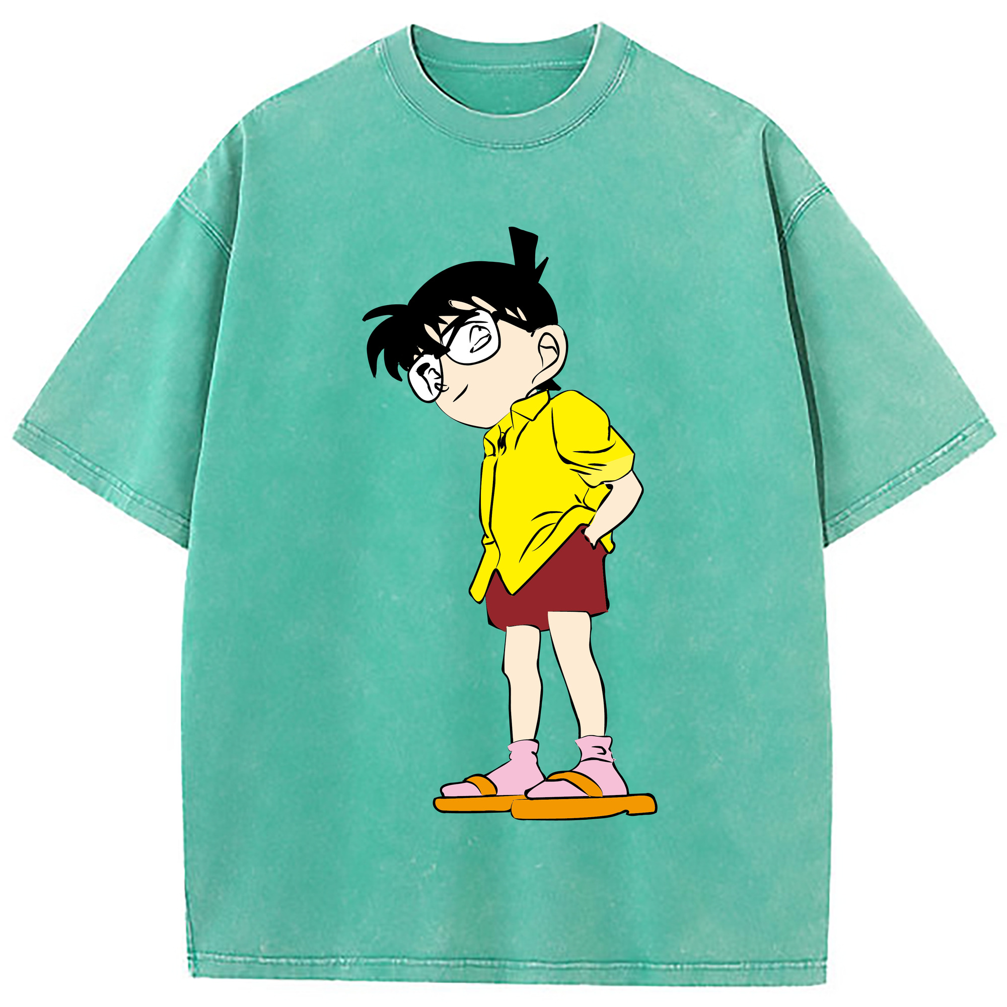 （画像用） 名探偵コナン 江戸川 コナン Detective Conan Conan Edogawa 綿100% ヴィンテージ風 半袖Tシャツ（フロントプリント）